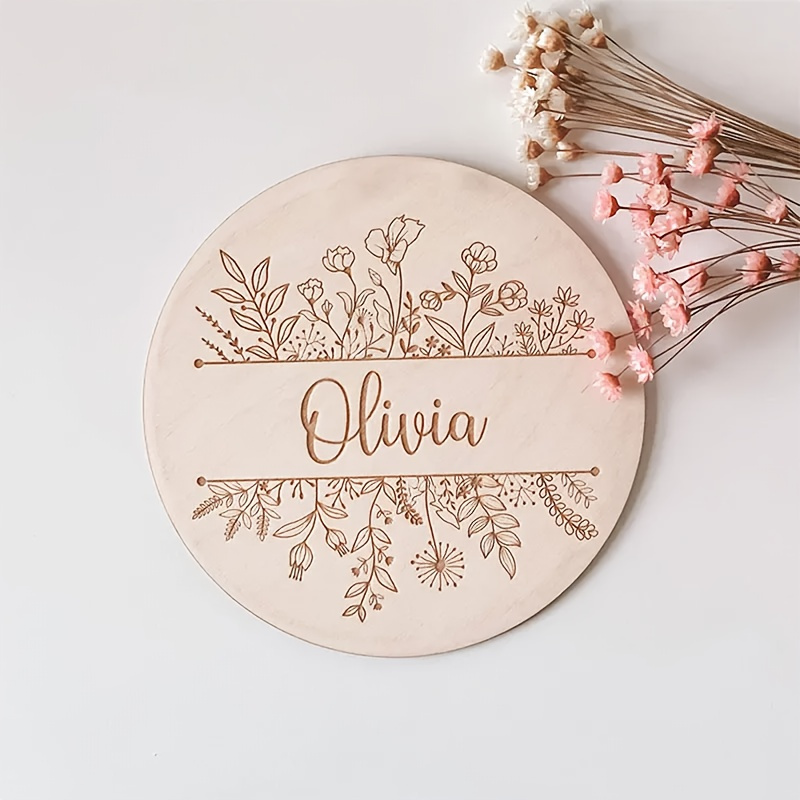 Home Decor For Wedding - لوحة اسم محفورة بالزهور مخصصة، لافتة