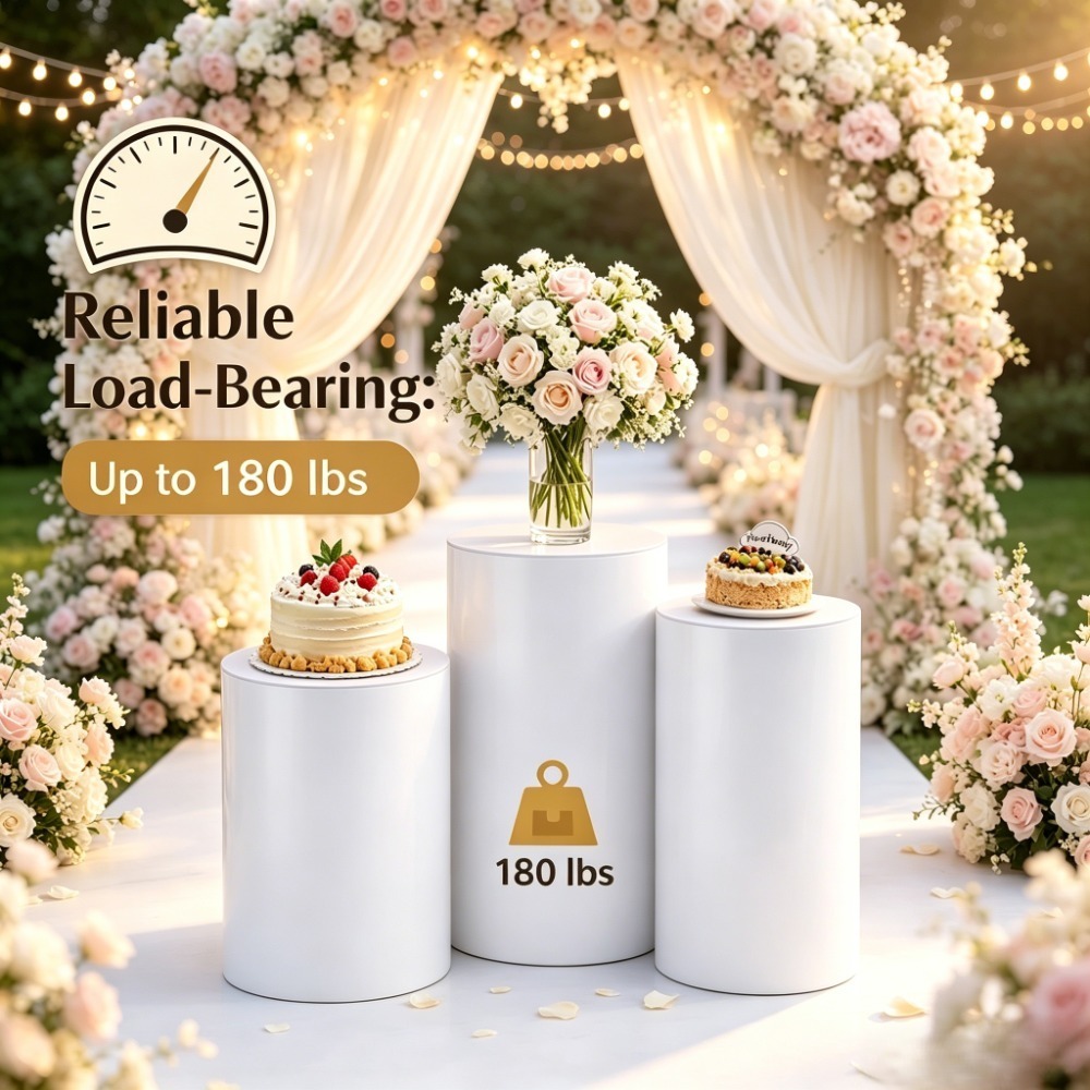 Home Decor For Wedding - 3/5 قطع منحوتات أسطوانية بيضاء، أعمدة