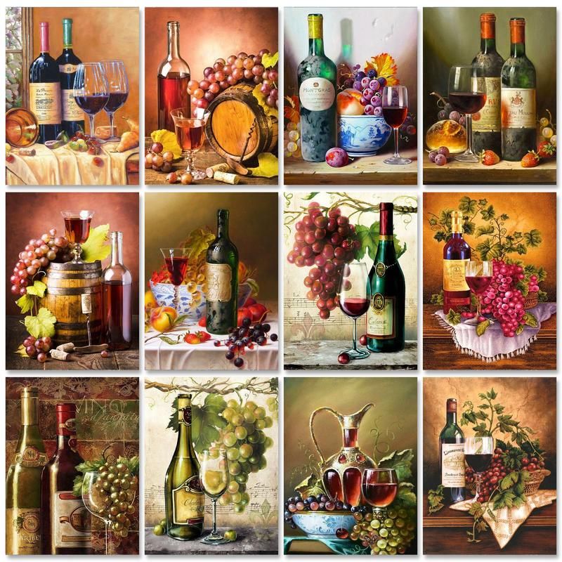 Home Decor Diy Ideas - RUOPOTY النبيذ الطلاء بواسطة أرقام 40x50
