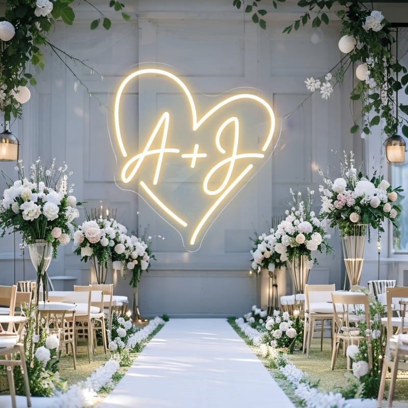 مخصص الأحرف الأولى القلب LED ا - مراجعة Home Decor For Wedding وسعره