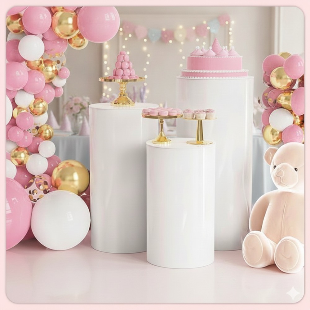 3/5 قطع منحوتات أسطوانية بيضاء - مراجعة Home Decor For Wedding وسعره
