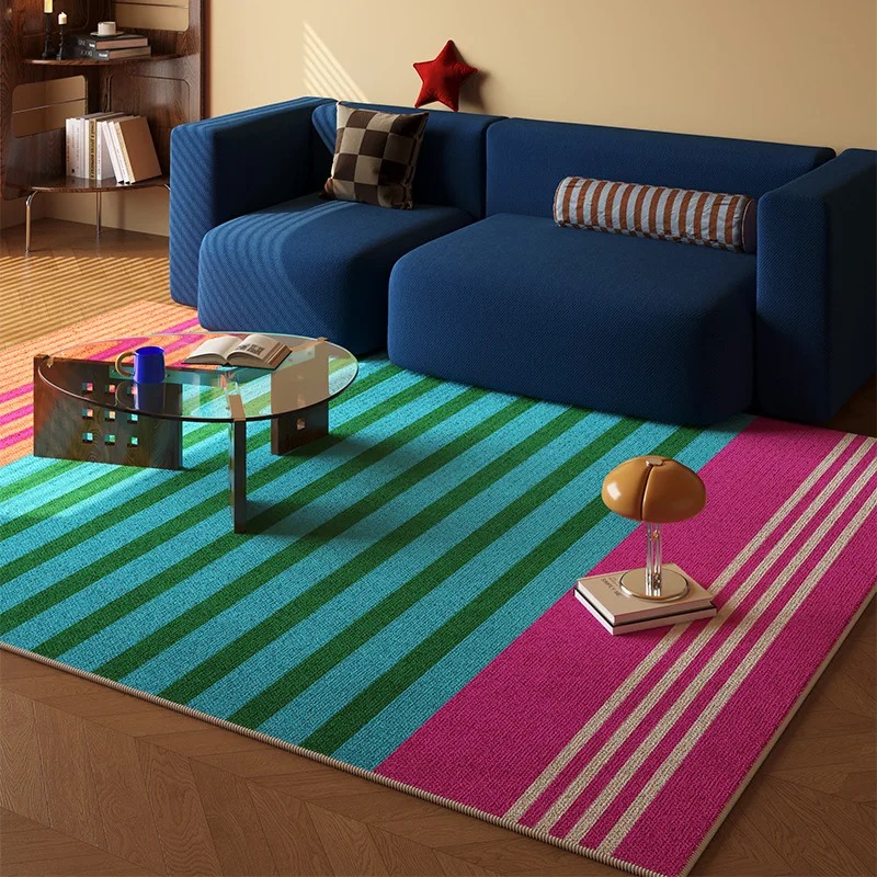 سجادة أرضية مخططة بألوان الدوب - مراجعة Home Decor Dopamine وسعره